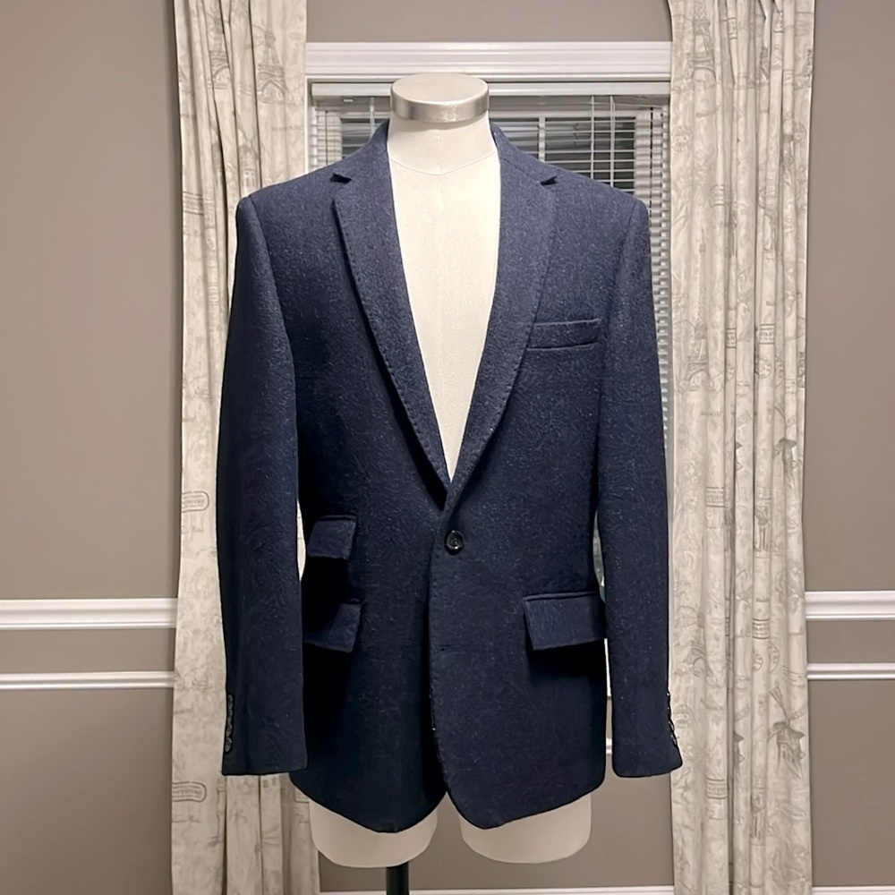 Abraham Moon midnight blue tweed blazer